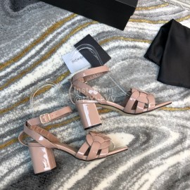 Ysl Fashion Sheepskin High Heel Sandals For Women Pink