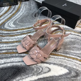 Ysl Fashion Sheepskin High Heel Sandals For Women Pink
