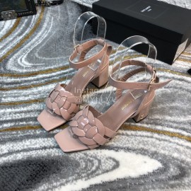 Ysl Fashion Sheepskin High Heel Sandals For Women Pink