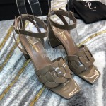 Ysl Fashion Sheepskin High Heel Sandals For Women Coffee