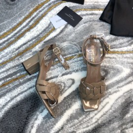 Ysl Fashion Sheepskin High Heel Sandals For Women Coffee