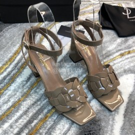 Ysl Fashion Sheepskin High Heel Sandals For Women Coffee