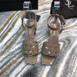 Ysl Fashion Sheepskin High Heel Sandals For Women Coffee