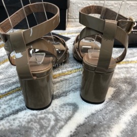 Ysl Fashion Sheepskin High Heel Sandals For Women Coffee