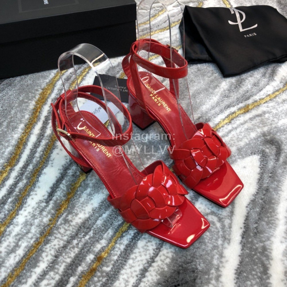 Ysl Fashion Sheepskin High Heel Sandals For Women Red