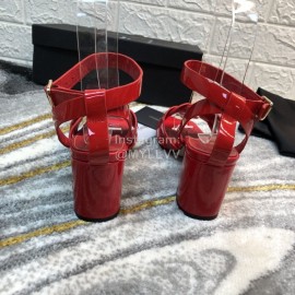 Ysl Fashion Sheepskin High Heel Sandals For Women Red