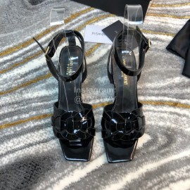 Ysl Fashion Black Sheepskin High Heel Sandals For Women 
