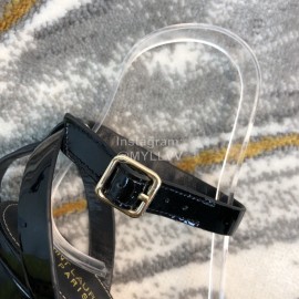 Ysl Fashion Black Sheepskin High Heel Sandals For Women 