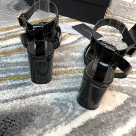 Ysl Fashion Black Sheepskin High Heel Sandals For Women 