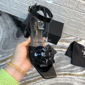 Ysl Fashion Black Sheepskin High Heel Sandals For Women 
