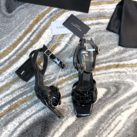 Ysl Fashion Black Sheepskin High Heel Sandals For Women 