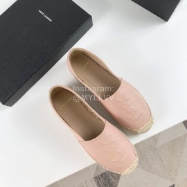 Ysl Soft Sheepskin Hemp Rope Weaving Casual Shoes For Women Pink