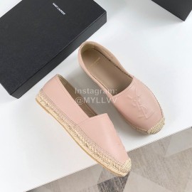 Ysl Soft Sheepskin Hemp Rope Weaving Casual Shoes For Women Pink