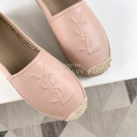 Ysl Soft Sheepskin Hemp Rope Weaving Casual Shoes For Women Pink
