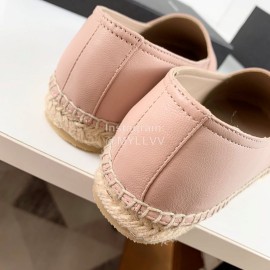 Ysl Soft Sheepskin Hemp Rope Weaving Casual Shoes For Women Pink