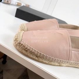 Ysl Soft Sheepskin Hemp Rope Weaving Casual Shoes For Women Pink