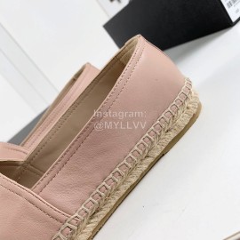 Ysl Soft Sheepskin Hemp Rope Weaving Casual Shoes For Women Pink