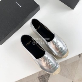 Ysl Soft Sheepskin Hemp Rope Weaving Casual Shoes For Women Silver