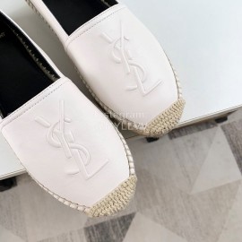 Ysl Soft Sheepskin Hemp Rope Weaving Casual Shoes For Women White