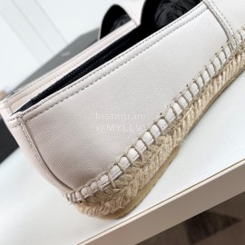 Ysl Soft Sheepskin Hemp Rope Weaving Casual Shoes For Women White