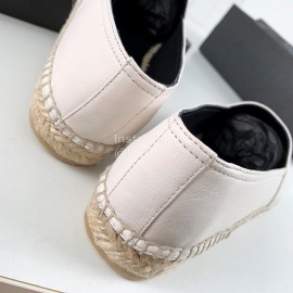 Ysl Soft Sheepskin Hemp Rope Weaving Casual Shoes For Women White
