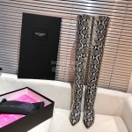 Ysl Autumn Winter Fashion Snake Stripe Pointed High Heel Boots For Women 