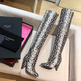 Ysl Autumn Winter Fashion Snake Stripe Pointed High Heel Boots For Women 