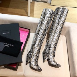 Ysl Autumn Winter Fashion Snake Stripe Pointed High Heel Boots For Women 
