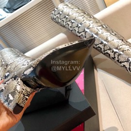 Ysl Autumn Winter Fashion Snake Stripe Pointed High Heel Boots For Women 