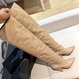 Ysl Autumn Winter Fashion Calf Leather Pointed High Heel Boots For Women Khaki
