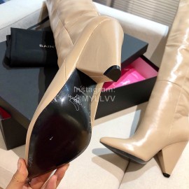 Ysl Autumn Winter Fashion Calf Leather Pointed High Heel Boots For Women Khaki