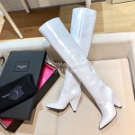 Ysl Autumn Winter Fashion Calf Leather Pointed High Heel Boots For Women White