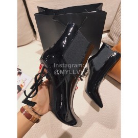 Ysl Fashion Patent Leather Pointed High Heel Boots For Women Black
