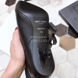 Ysl Fashion Calf Leather Pointed High Heel Boots For Women Black
