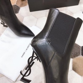 Ysl Fashion Calf Leather Pointed High Heel Boots For Women Black