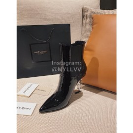 Ysl Fashion Patent Leather Pointed High Heel Boots For Women 