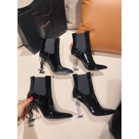 Ysl Fashion Patent Leather Pointed High Heel Boots For Women 