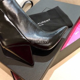 Ysl Autumn Winter Fashion Calf Leather Pointed High Heel Boots For Women Black