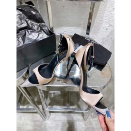 Ysl Fashion Diamond Pointed High Heel Sandals For Women Beige