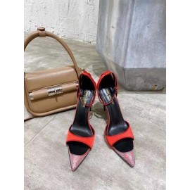 Ysl Fashion Diamond Pointed High Heel Sandals For Women Red