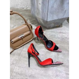 Ysl Fashion Diamond Pointed High Heel Sandals For Women Red