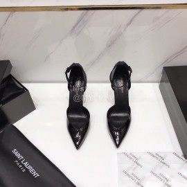 Ysl Fashion Patent Leather Pointed High Heel Sandals For Women Black