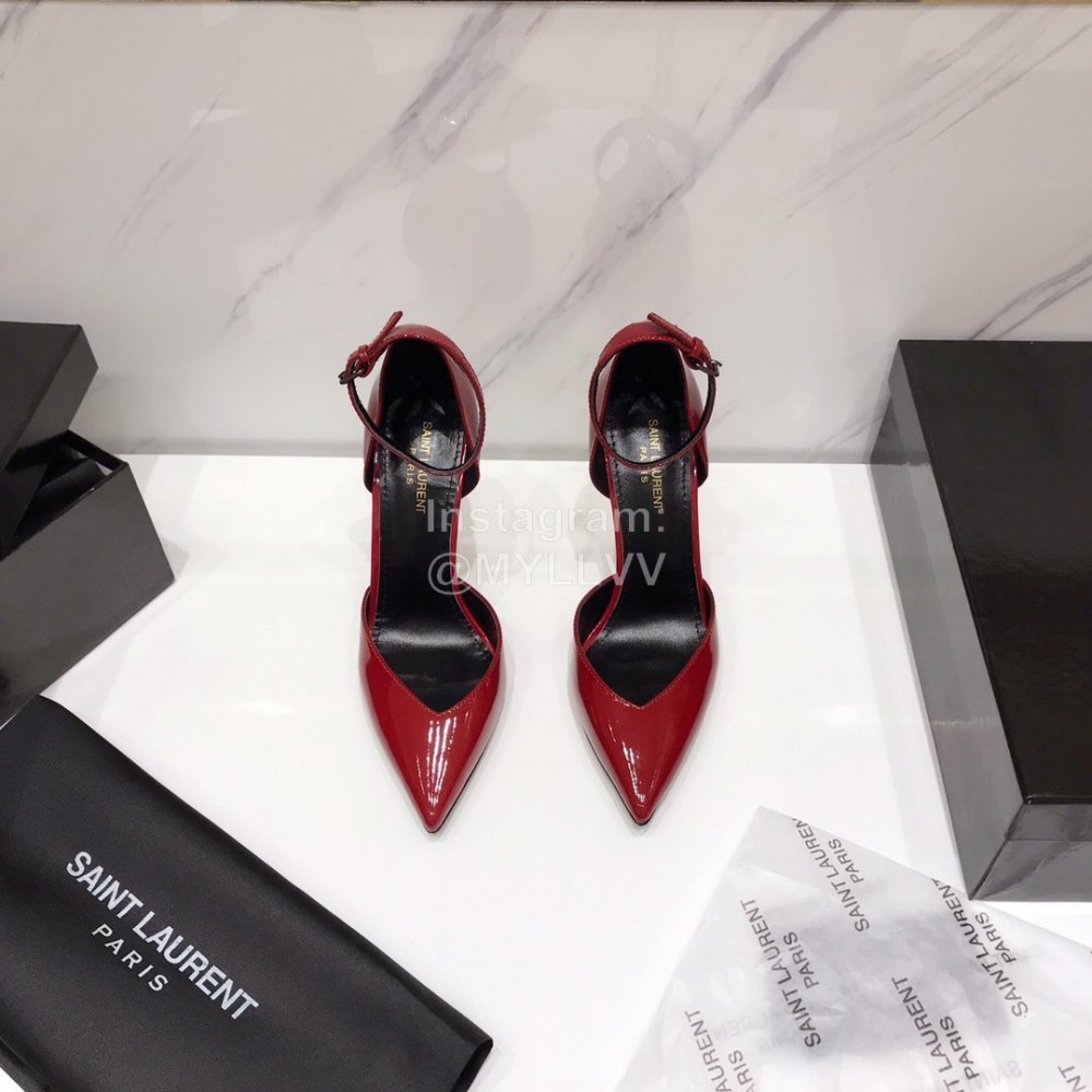 Ysl Fashion Patent Leather Pointed High Heel Sandals For Women Red