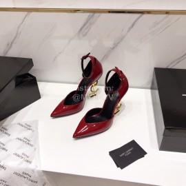 Ysl Fashion Patent Leather Pointed High Heel Sandals For Women Red