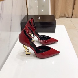 Ysl Fashion Patent Leather Pointed High Heel Sandals For Women Red