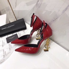 Ysl Fashion Patent Leather Pointed High Heel Sandals For Women Red
