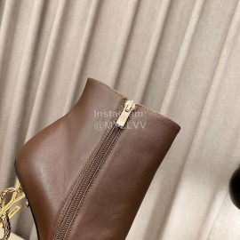 Ysl Autumn Winter Fashion Calf Leather Pointed High Heel Short Boots For Women Brown