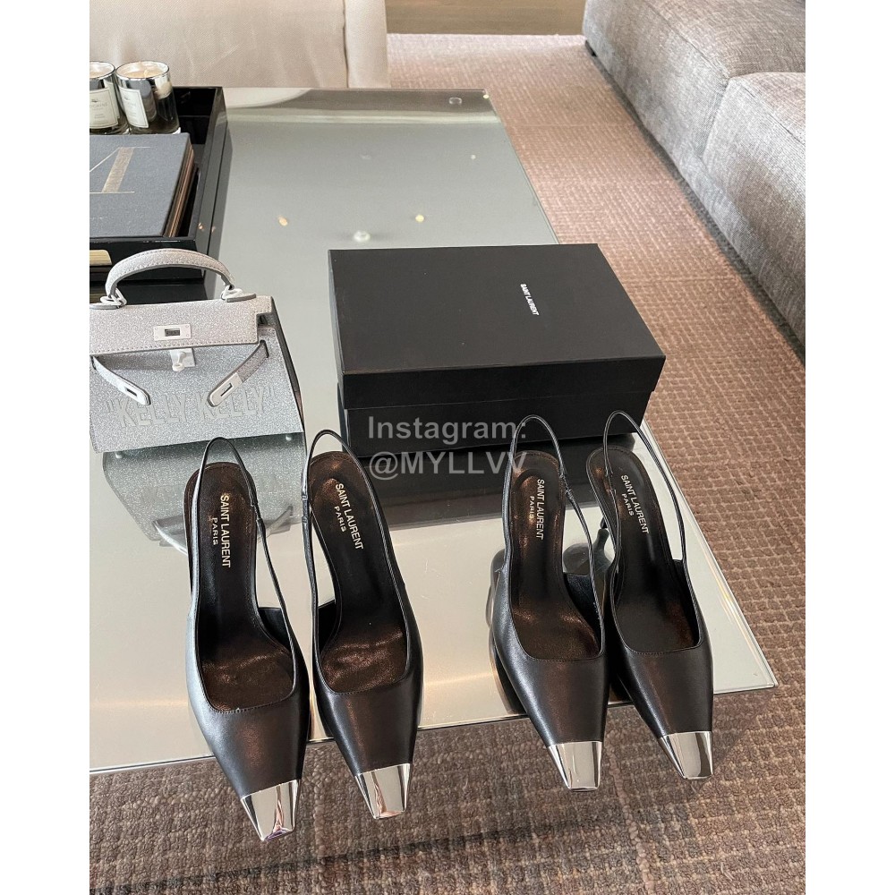 Ysl New Leather High Heels For Women Black