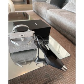 Ysl New Leather High Heels For Women Black