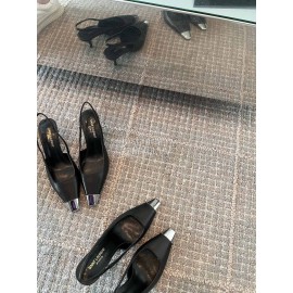 Ysl New Leather High Heels For Women Black
